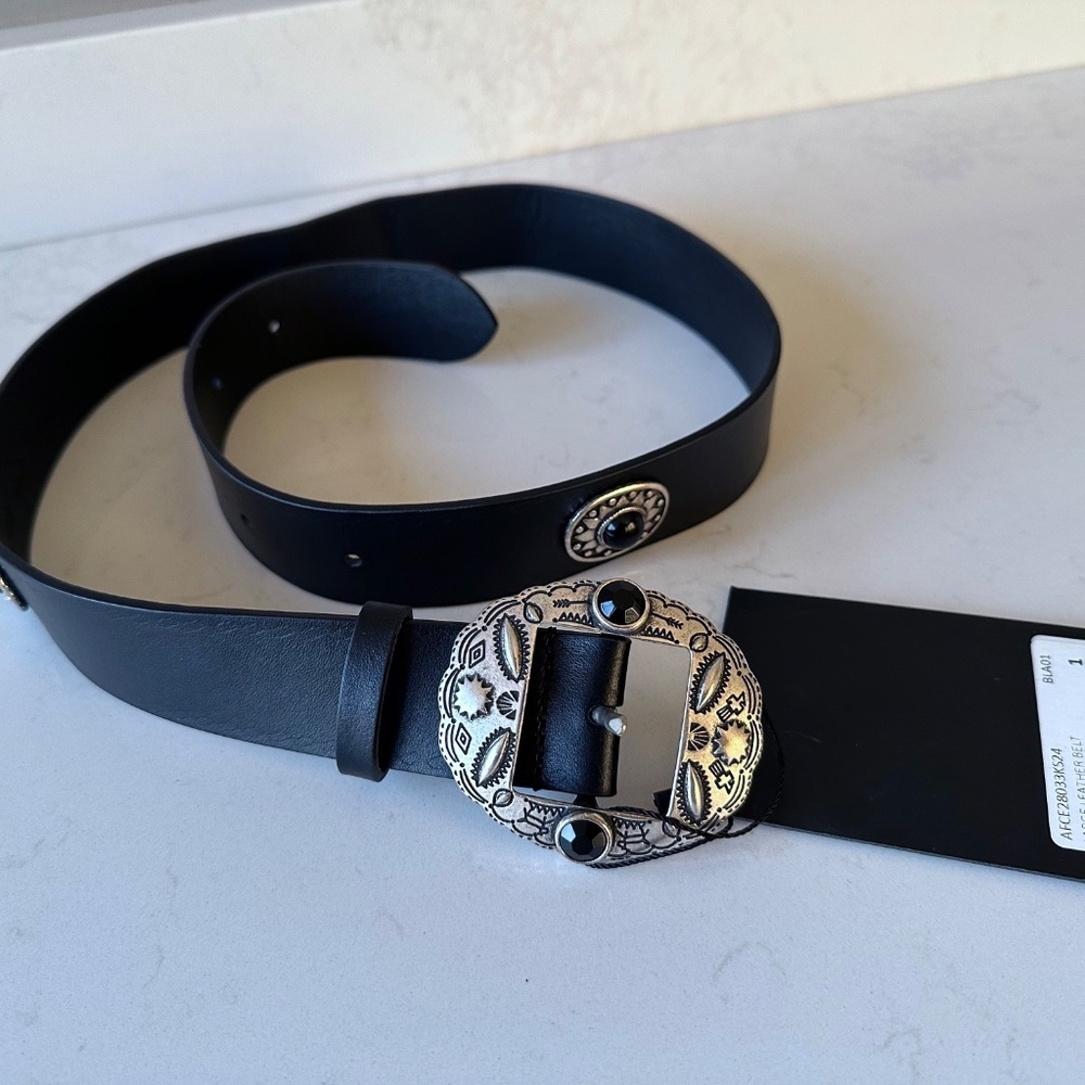🖤🎸 NWT The Kooples Jewel-Embellished Leather Western Belt | RARE $270 Retail - Picture 4 of 6